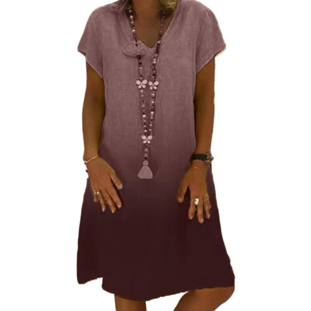 

GMXIA Женские модные летние весенние повседневные платья с короткими рукавами и v-образным вырезом M розовый