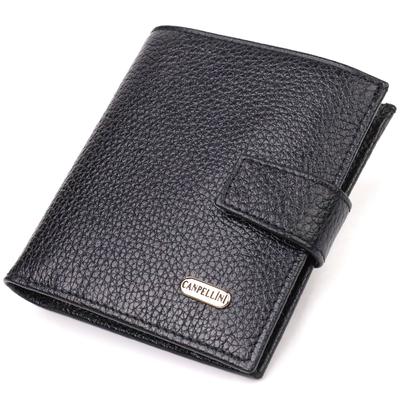 Handsome Men's Wallet Made of Genuine Grained Leather CANPELLINI 21730 Black