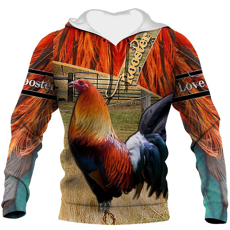 3D Print Mexican Flag Rooster Hoodies For Men Cock Graphic Oversized Pullovers Casual Long Sleeves Hooded Sweatshirts Streetwear S