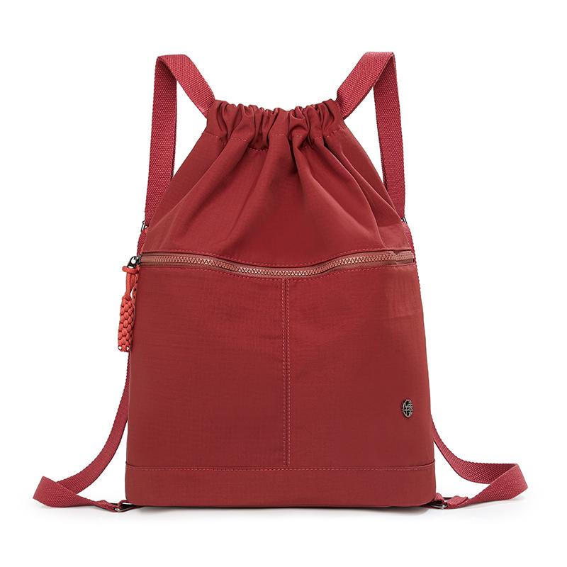 Lightweight Drawstring Pocket Solid Color Sports Backpack Women's Large Capacity Fitness Drawstring Backpack