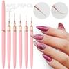 5Pcs/Set Nail Art Pen Set Brushes Manicure Tool Elongated Lines Striping Drawing UV Gel Painting Professional Nail Design Pen