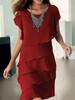 Chiffon shirt dress women's year new European and American women's clothing loose short-sleeved cake skirt