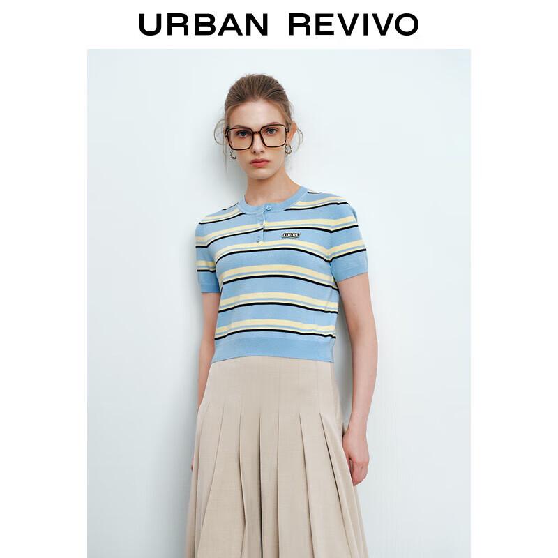 

Женский вязаный топ с круглым вырезом и цветными полосками XS