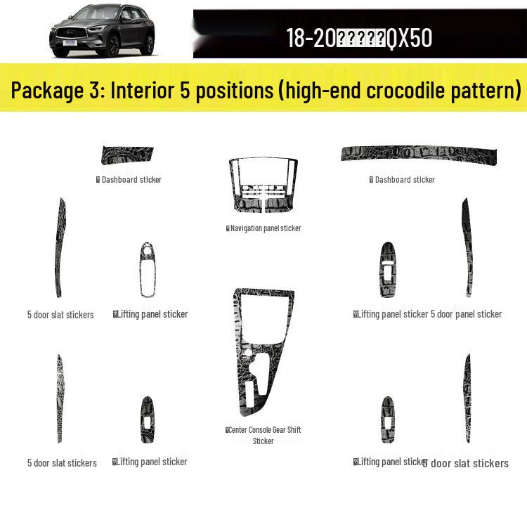 18-20 Infiniti QX50 Wnętrze Naklejka z włókna węglowego odporna na zarysowania na drzwi