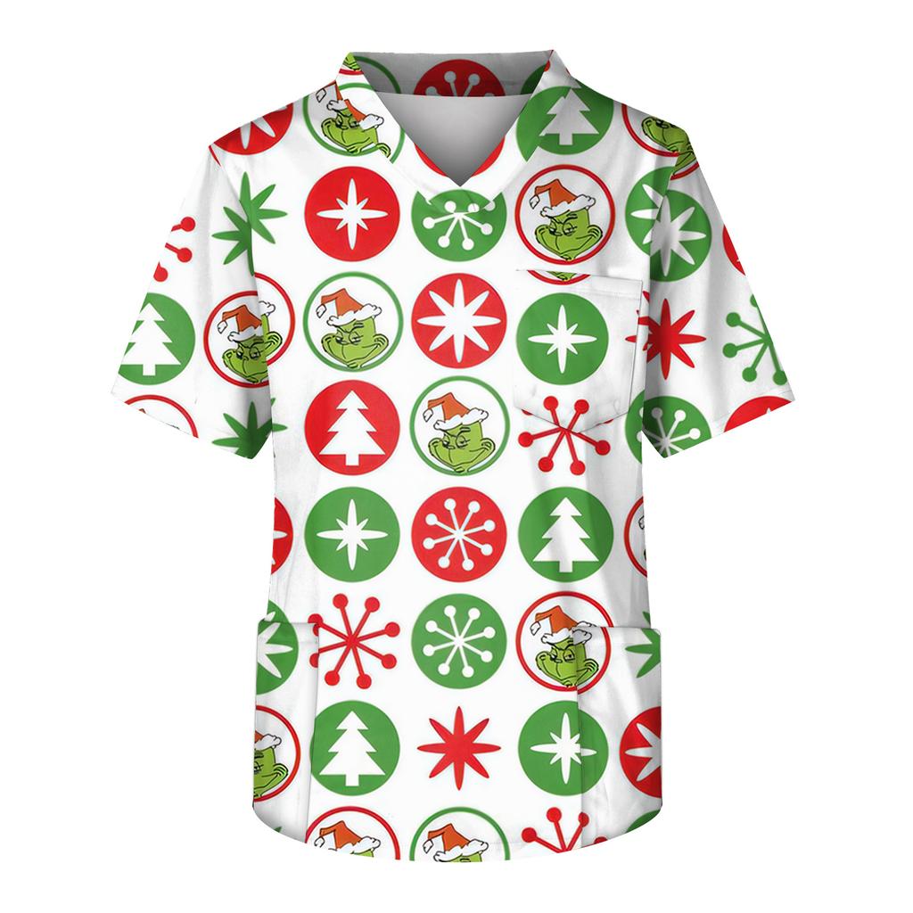 Top de Cuidado de Manga Corta con Cuello en V y Estampado con Bolsillo de Pecho para Hombre