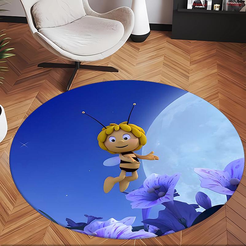 Maya The Bee (1) Round Office Rug Decorative Floor Rug for Office Bedroom Living Room and Home Space