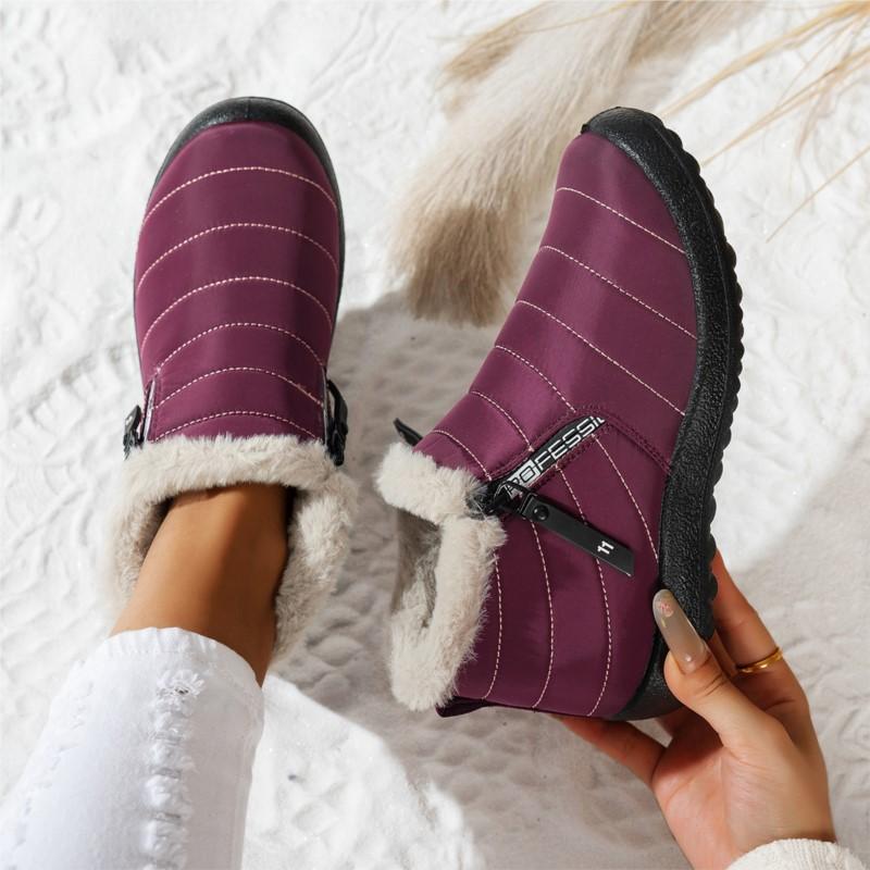 Snow Boots Woman Soft Ladies Shoes Slip On Women Booties Solid Ankle Boots Waterproof Couple Plush Botas Mujer Boots Women