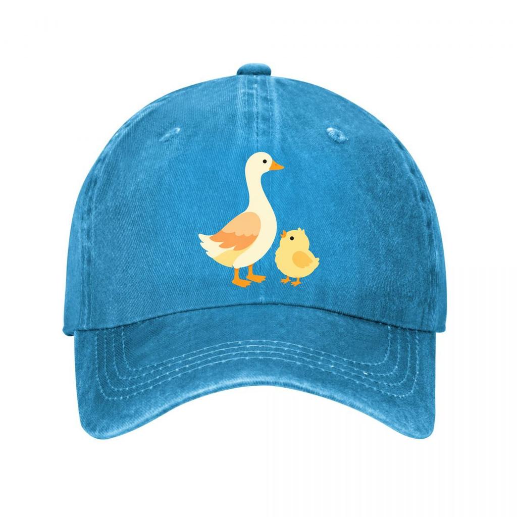 Playful Goose And Chick Duo Graphic Washed Baseball Cap Outdoor For Womens Unisex FeUnisex Dad Hat