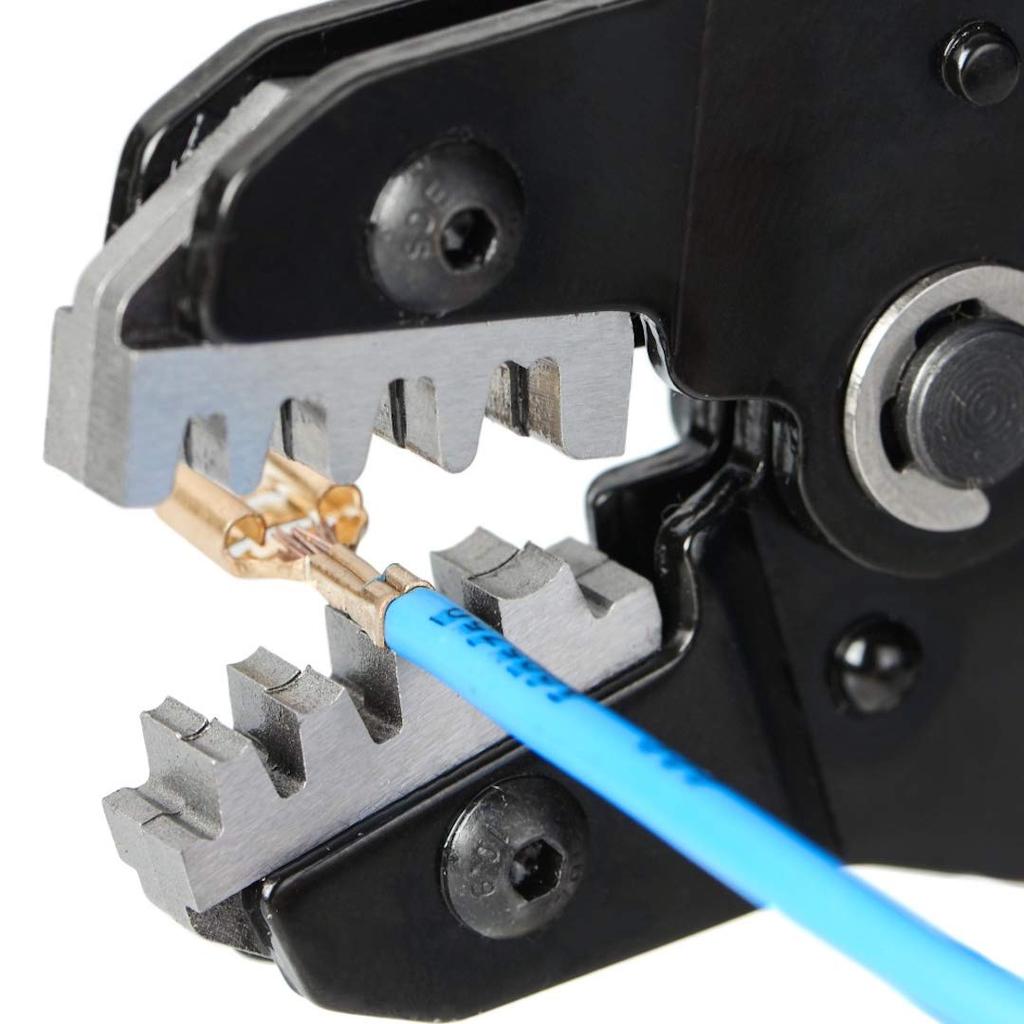 IWISS Precision Simultaneous Crimping Pliers, Ratchet Type, for Open Barrel Terminals, EDM Cut, Compatible with 0.25-1.5mm² Small and Medium Terminals