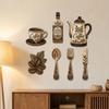 7Pcs Vintage Coffee Utensil Wooden Ornament Dining Room Wall Decor Set  For Home Kitchen