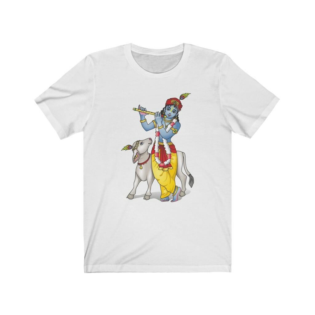 Krishna with a calf, Unisex Jersey Short Sleeve Tee S разноцветный