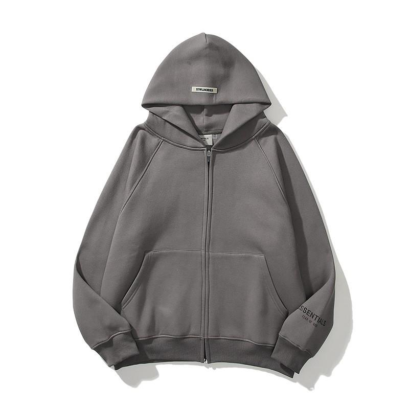Temel Sokak Giyimi Kapüşonlu Fermuarlı Sweatshirt Erkek Kadın Pamuk Karışımı Hafif Günlük Pullover