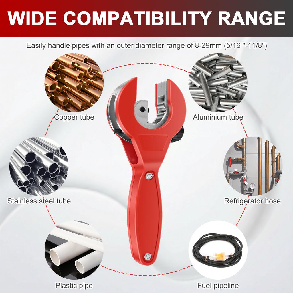 Ratcheting Pipe Cutter Tool Ratchet Type Tube Pipe Cutter Fast Tube Cutting Tool for Cutting 5/16 To 1 1/8 Inches PVC Stainless