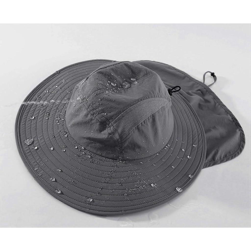 Home Prefer Mens UPF 50+ Sun Protection Cap Wide Brim Fishing Hat with Neck Flap