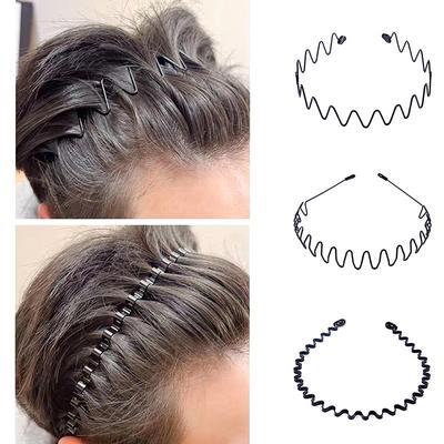 Non-slip Black Metal Waved Style Sports Hairband Durable Men Women Unisex Hair Band Casual Adult Headwear Boy Fashion Gift