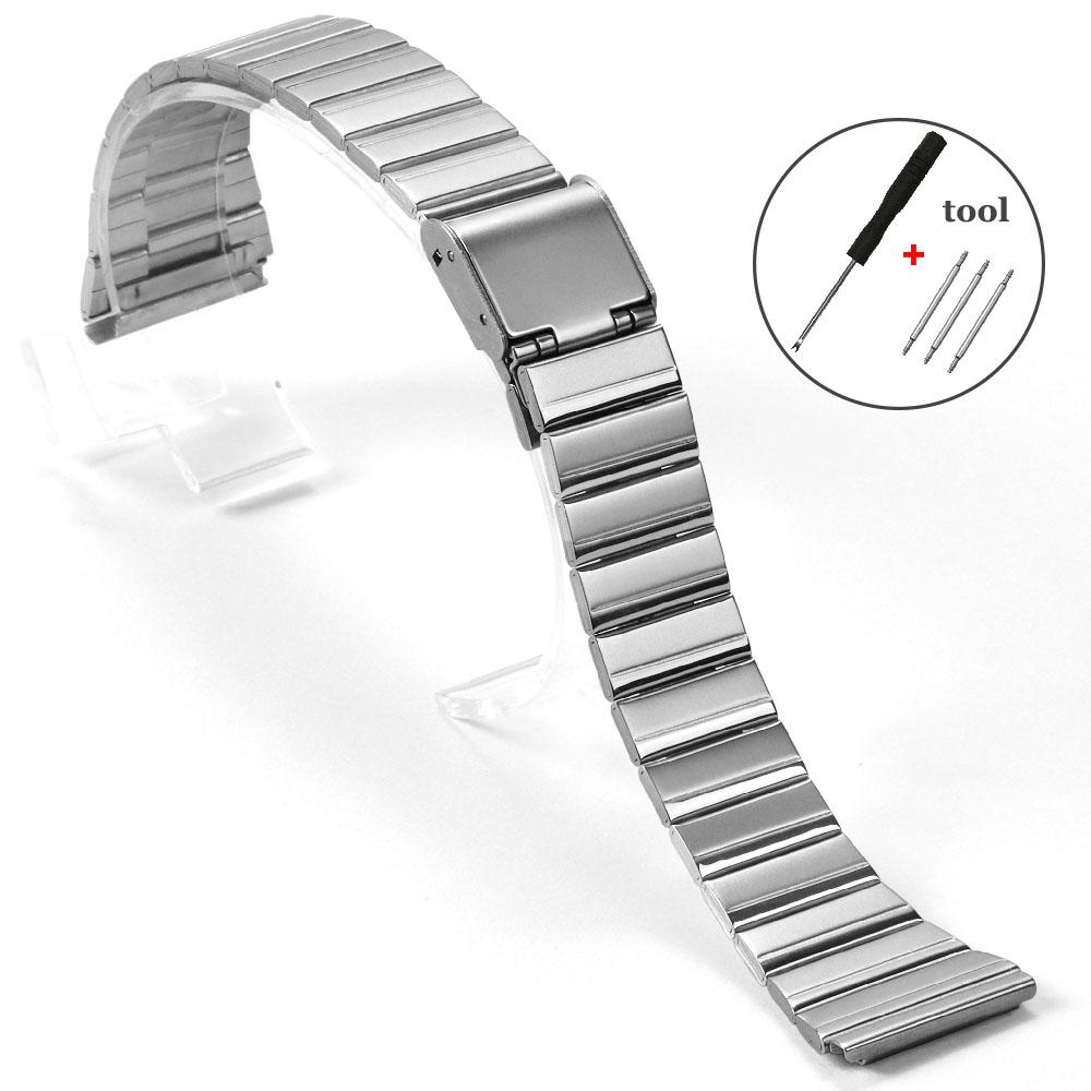 18mm 20mm Stainless Steel Band for CASIO A158 Strap F-91/A159/A168/A169/AQ230/AE500W Watchband Ultra-thin Metal Bracelets Belt