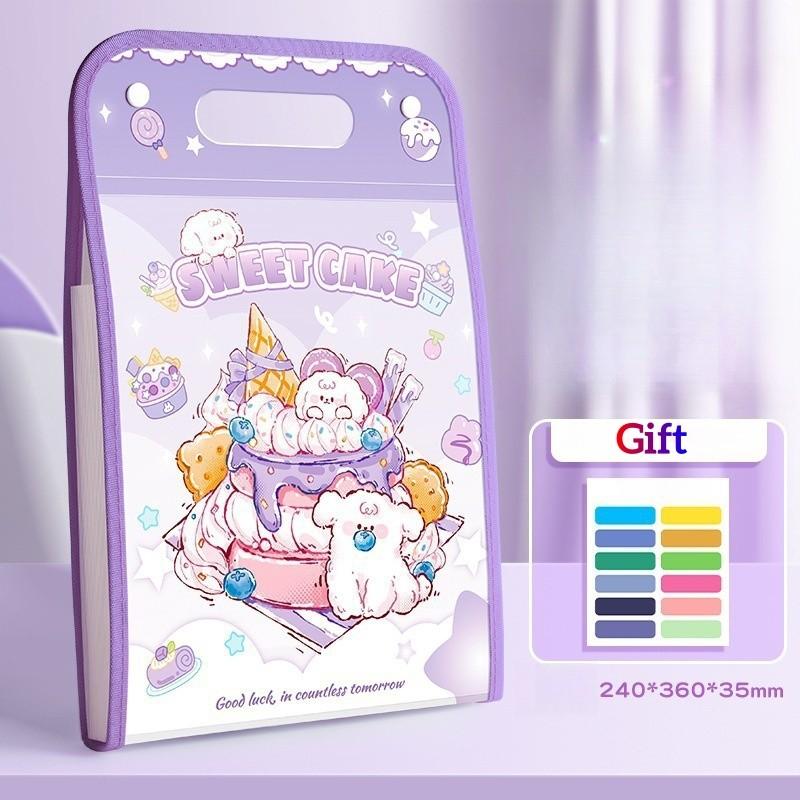 

Многослойная папка-файл для документов, тестовых работ, ручная сумка, милый животный дизайн, многослойная, большая вместимость, студенческая папка, студенческие канцелярские товары фиолетовый