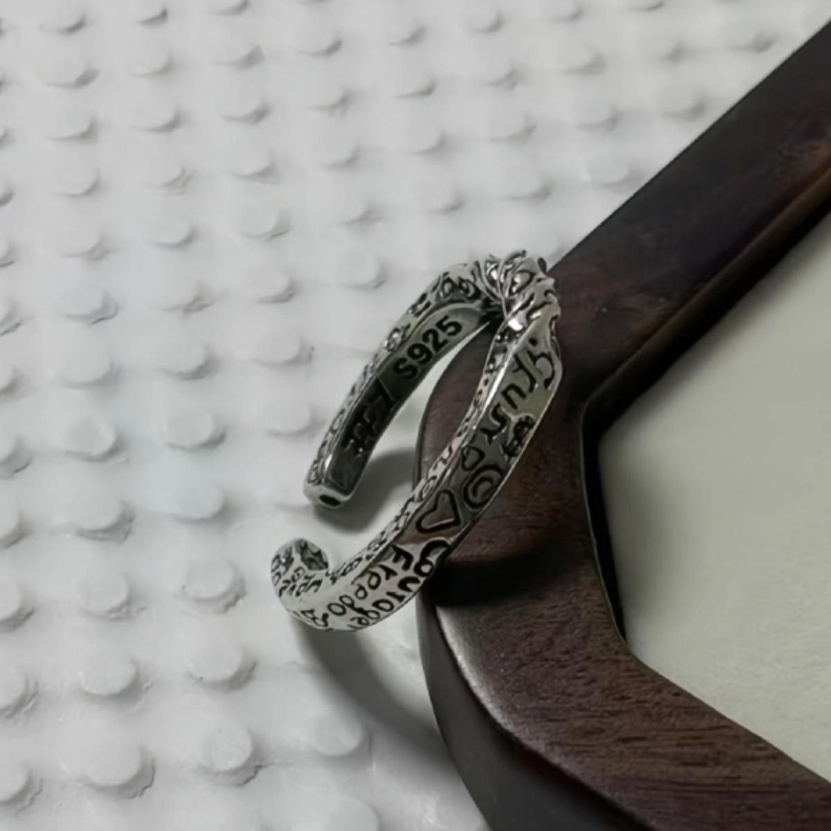 Retro Smiley Face Unisex Graffiti Ring - Open Trendy Design