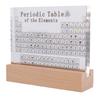 Periodic Table of Elements Clear Acrylic Plate with Wooden Base Colorful Light Chemistry Elements Decor for Students