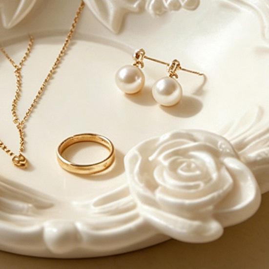 3D Printed Jewelry Tray Small Round Ring Holder Dish with Bow for Women Girls Floral Trinket Bowl Jewelry Organizer for Vanity Dresser Decor
