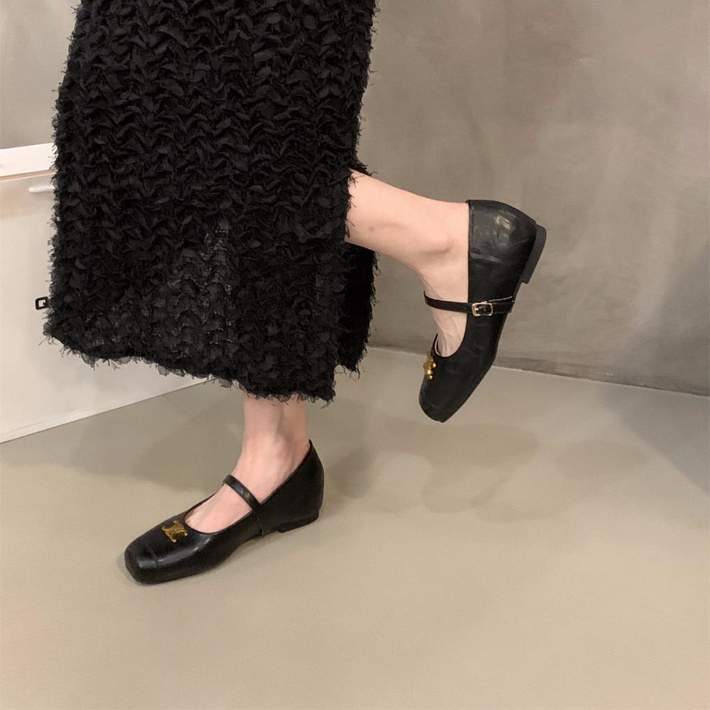 Inner height increase black commuter single shoes women's shoes 2025 new spring and autumn French Mary Jane with skirt evening shoes