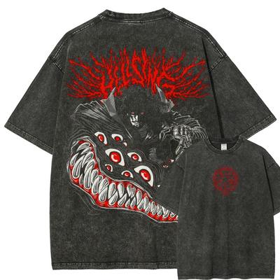 T-shirts Anime Hellsing Abraham Van Helsing Vampire Alucard Imprimés Lavés Vintage d'Été T-shirts Manga Oversize