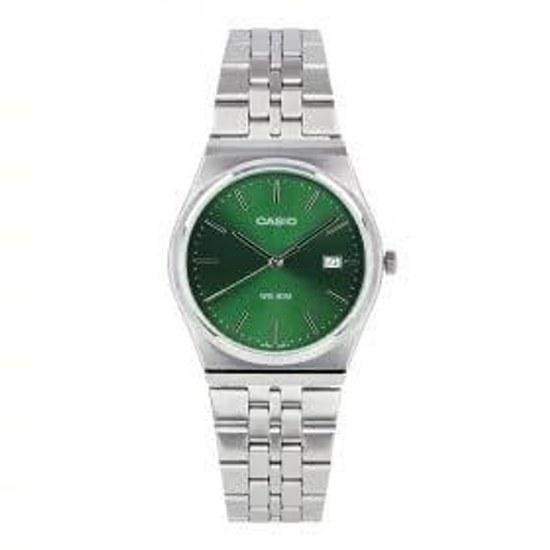 CASIO Cheap Chippukashi Wristwatch Watch Unisex Mens Womens Quartz Metal Silver Green MTP-B145D-3A