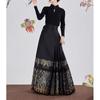 Outono dinastia ming hanfu para mulheres chinês mamian robe tecido ouro cavalo rosto saia moderna hanbok