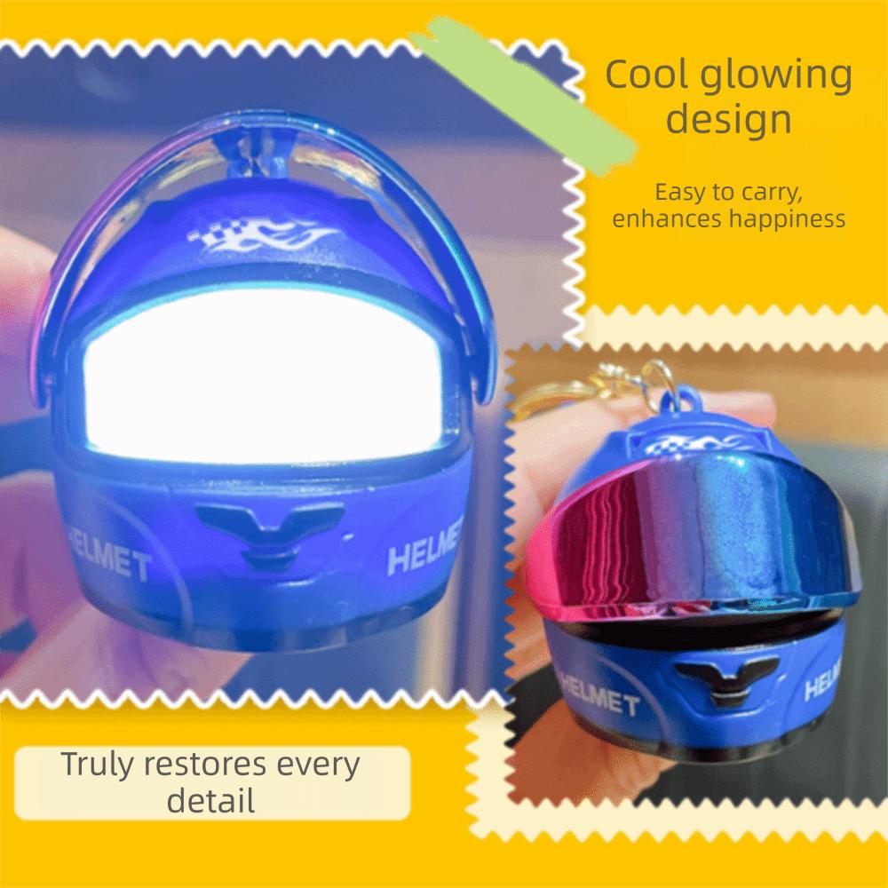 Matte Motorcycle Helmet Keychain Luminous Key Ring Fashion Key Pendant Backpack