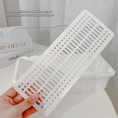 Transparent Plastic Makeup Brush Storage Box Large Capacity With Hollow Cushion Puff Storage Box Office Supplies Organizer Box