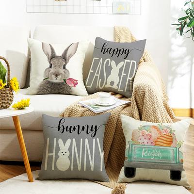 Neuer Oster Kissenbezug Kissen Cartoon Hase Buchstabenaufdruck Zuhause Sofa Bettseite Lendenkissen