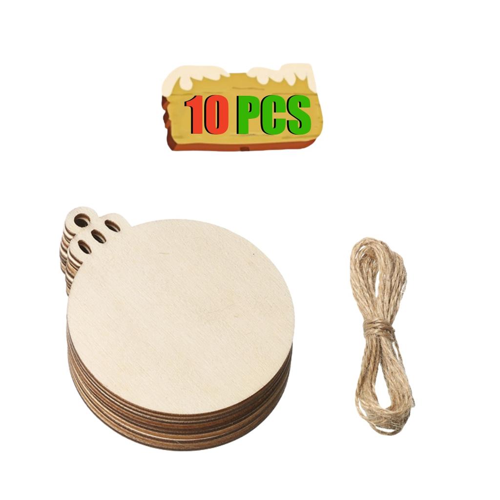 10-50Pcs Wooden Christmas Ornaments Unfinished Wood Slices with Holes Wooden Blanks Pendants for Kid DIY Craft Christmas Tree De