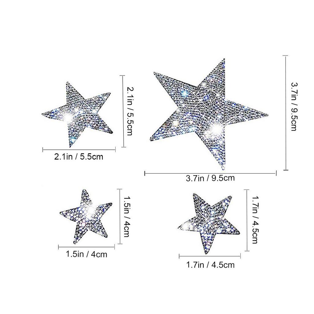 Bling Crystal Rhinestone Car Sticker Decal Waterproof Bling Sticker Decal for Car Bumper Window Laptop (Star Silver)