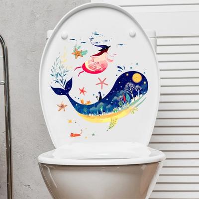 Toilettenaufkleber, stark klebend, lebendige Farben, Cartoon-Muster, Wandtattoo, Heim- und Badezimmerdekoration