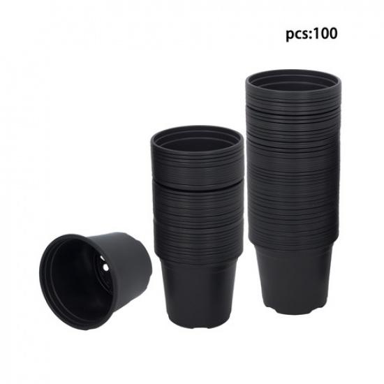 100 Pack 5/6 Inch Nursery Pots For Plants Plastic Plant Pots With Drainage Holes