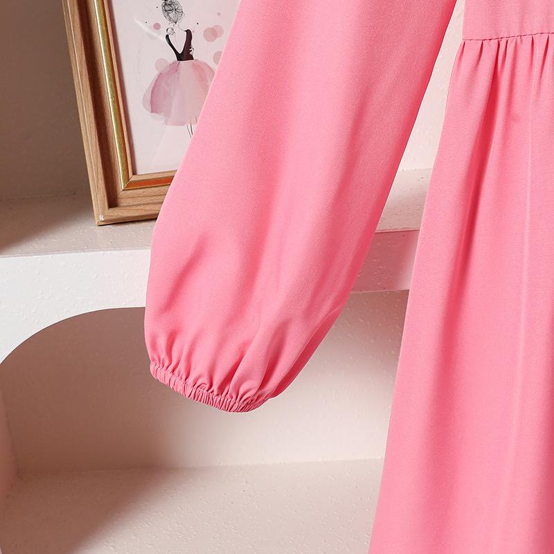 Girls' Fashionable Dress Autumn Children's Bow, Sweet Baby Collar Long-sleeved Princess Dress