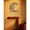 Moon Phase Mandala Wall Art Bohemian Metal Decor with Healing Crystals