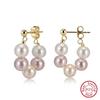ORSA JEWELS Elegant U-Shaped Shell Pearl Hoop Earrings for Women 925 Silver Pearl Beads Earrings Party Luxury Jewelry PSE08
