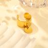 Minimalistischer offener Edelstahlring mit rundem Anhänger, 18K vergoldeter Charm-Breitring, Hochwertiger Luxusschmuck für Damen