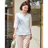 New Chinese Style Floral Chiffon T-shirt & Pants Set