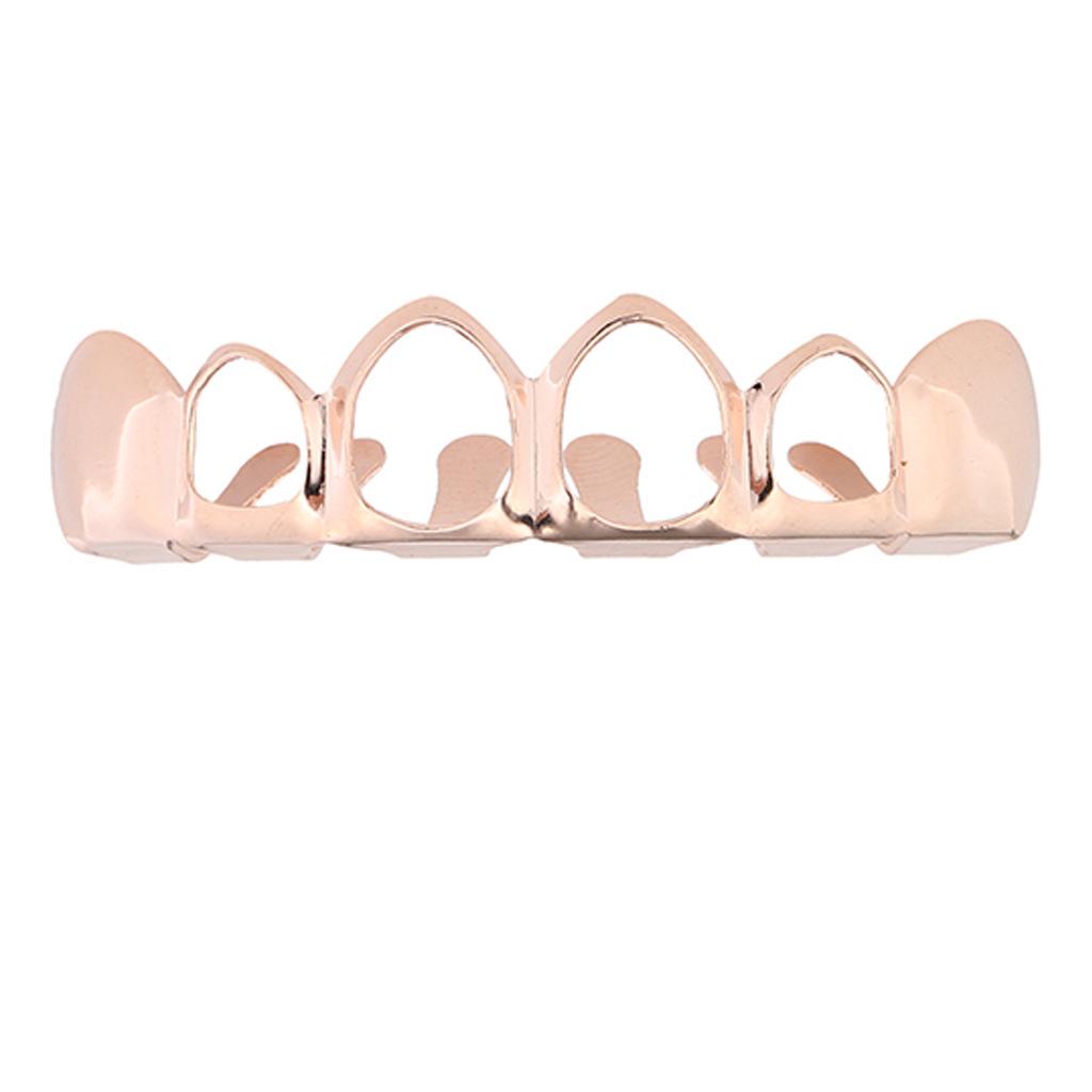 Cross-Border Trend: Gold Plated Hollow Six-Tooth Flat Fake Teeth for Halloween Costume & Hip Hop Grillz