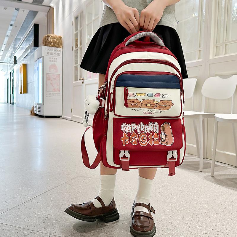 Cute Capybara Cartoon Cute Primary School Student Large Capacity Japanese Backpack