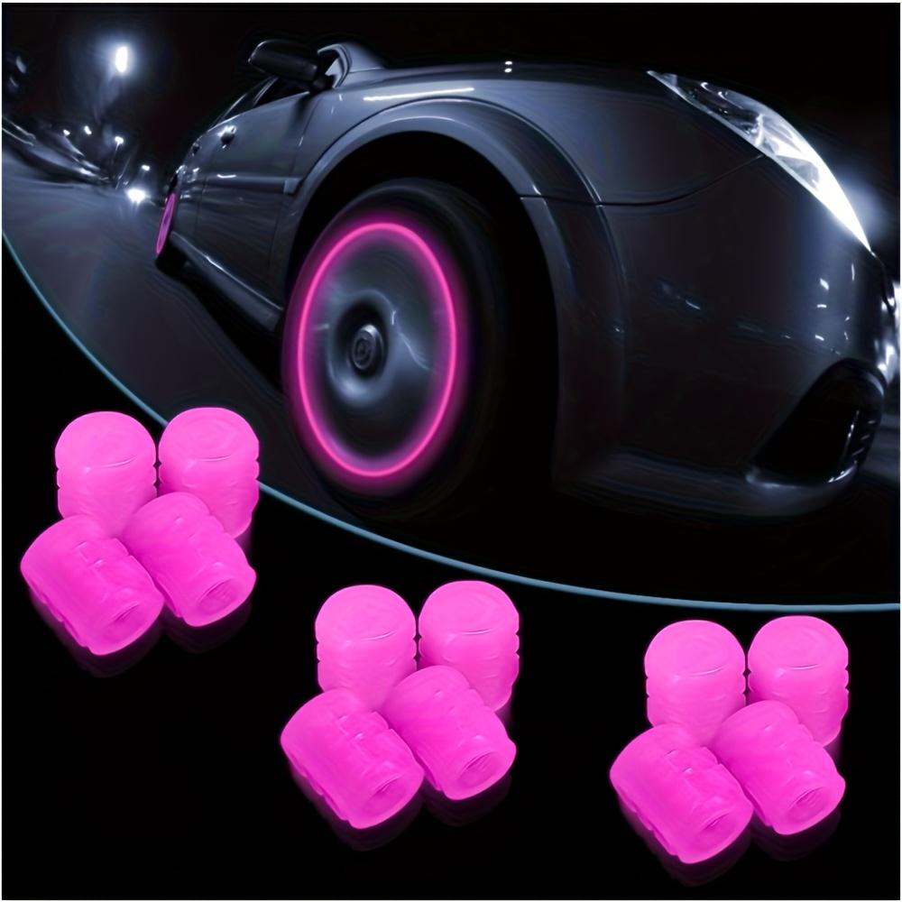 

4 luminous tire valve caps, fluorescent valve stem covers, and universal car tire covers are suitable for cars and accessories розовый
