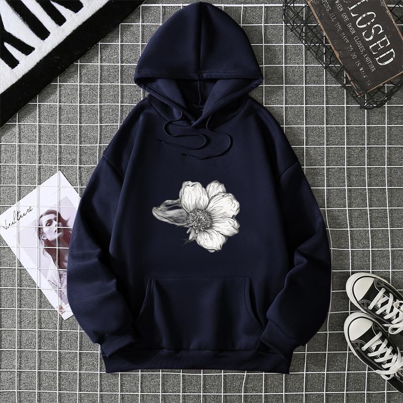 Simple Beautiful Sunflower Printed Women Hoodies Harajuku Fleece Hoody Fashion Loose Sportswear Pocket Autumn Woman Clothes