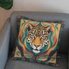 2D Leopard Art: Geometric Design Cushion Cover Pattern Cushion Cover Suitable For Sofa Bedroom Car Pillow Cover
