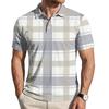 Men Loose Fit Casual Plaid Print Short Sleeve Polo Shirt with Turn Down Collar for Everyday Comfort Style