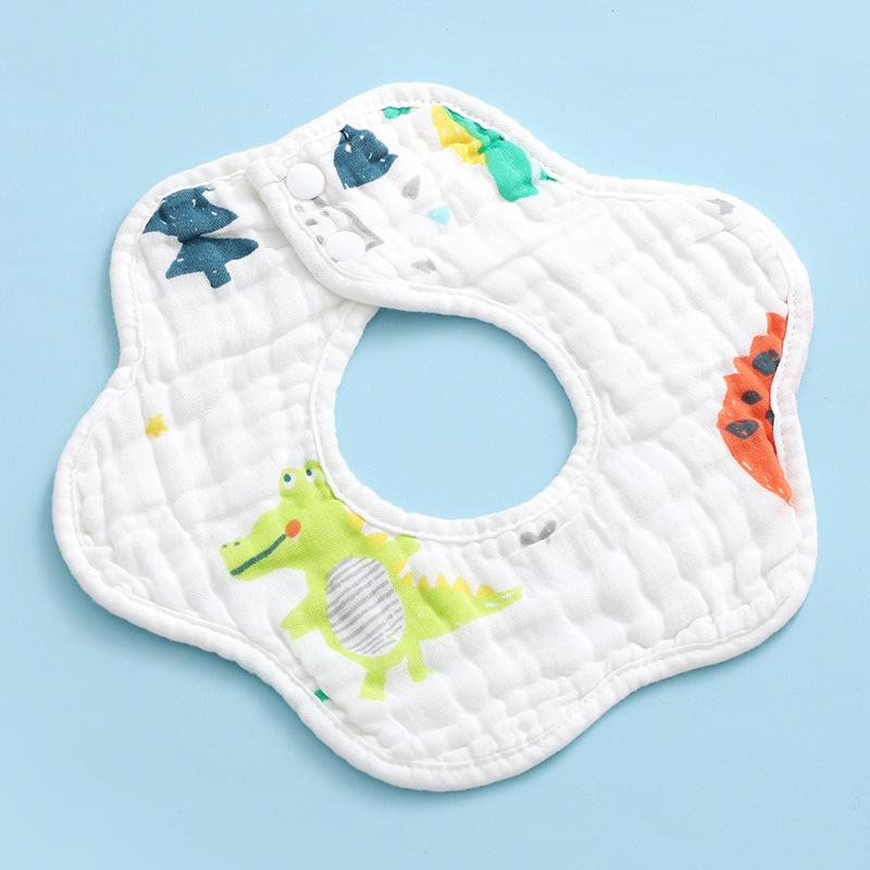 Pure Cotton 360° Baby Saliva Bib - Six-Layer Petal Design