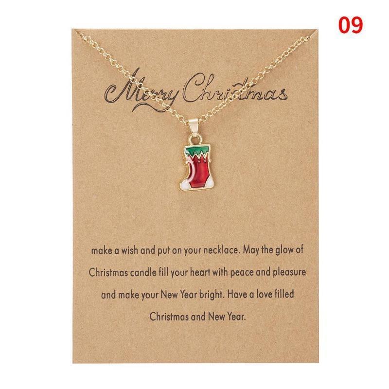 Charm Christmas Necklace for Women Men Merry Christmas Snowman Santa Claus Pendant Link Chain Necklace Xmas Jewelry Gifts