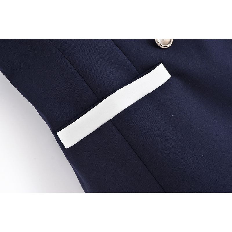 Kaslead New Women Clothes Western Style Contrast Color Trim Vest Straight Pants Set 8144656