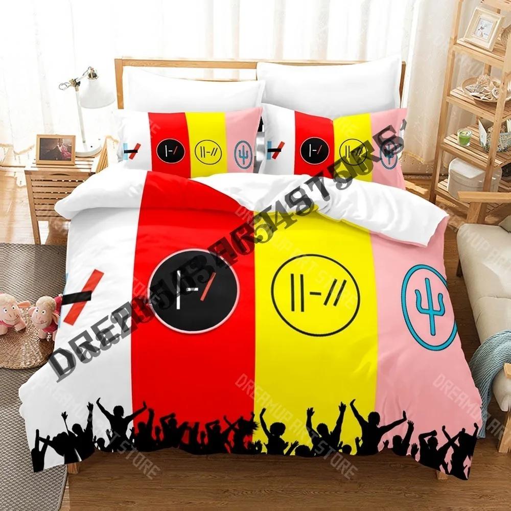 Ensemble de literie Twenty One Pilots Impression 3D Simple Jumeau Lit Simple Lit Double Queen King Size Ensemble de lit pour chambre d'adulte Parures de couette Hommes Femmes EU Single 90x200cm